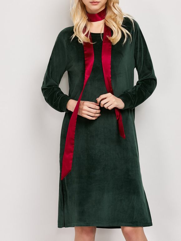 robe Tunique À manches longues en velours - Vert M
