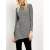 Pull asymétrique côtelé avec fentes latéraux - gris foncé L