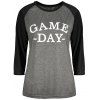 Tee-shirt manche raglan imprimé lettres<Game Day> - Noir et Gris S