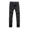 Cinq Pocket Spliced ​​Zipper Agrémentée Straight Leg Jeans - Noir 32