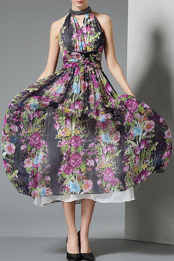floral cut out maxi