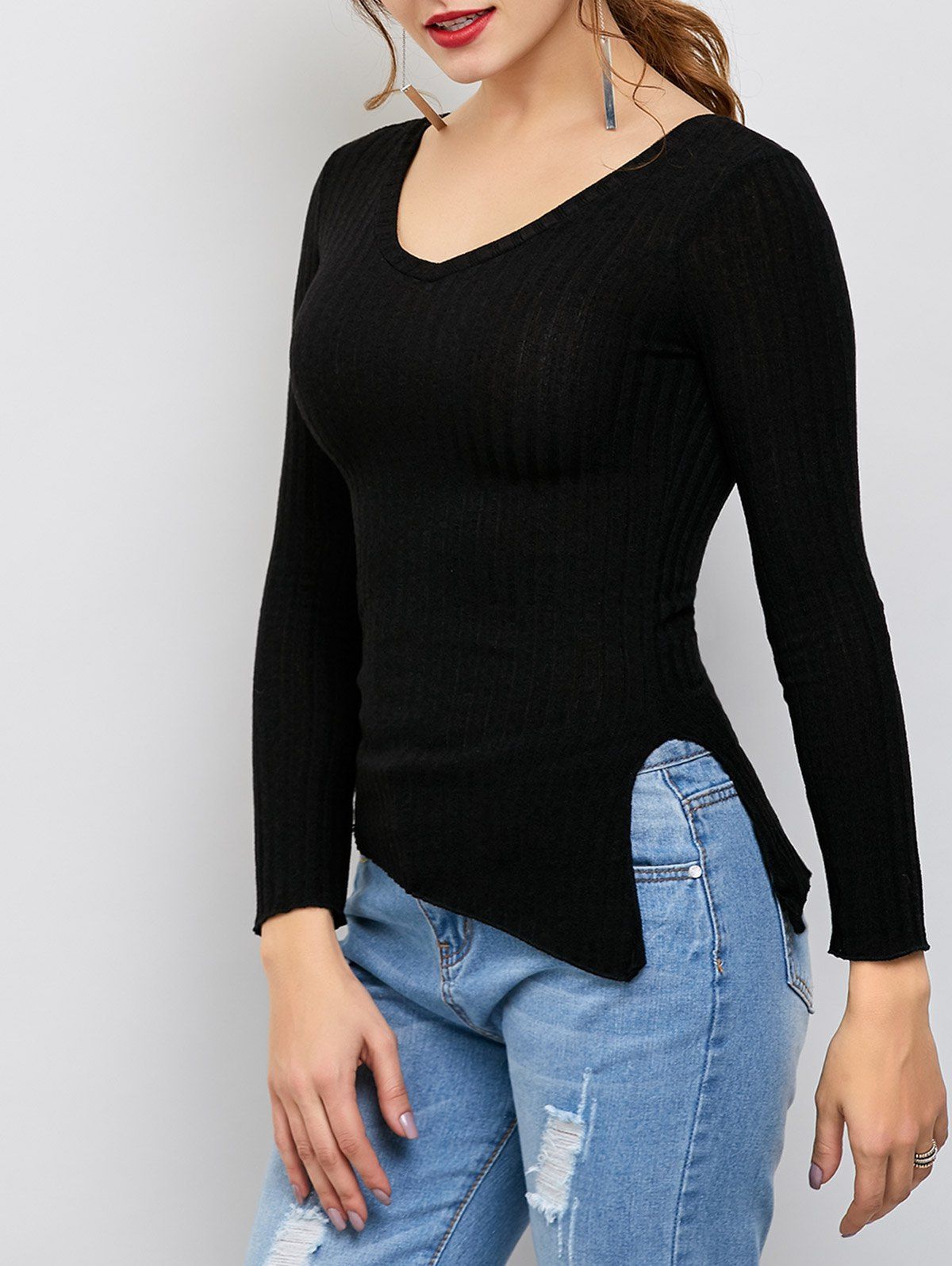 

Side Slit Asymmetric T-Shirt, Black