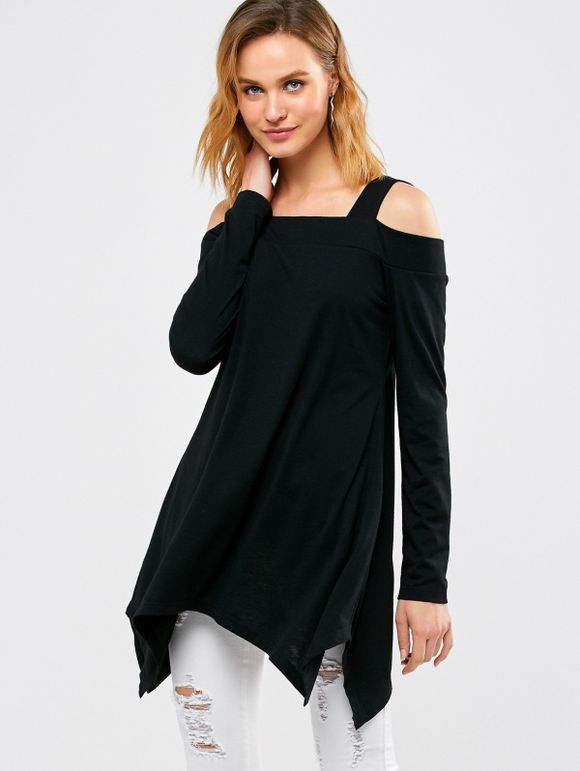 T-shirt asymétrique à épaules dénudés - Noir XL