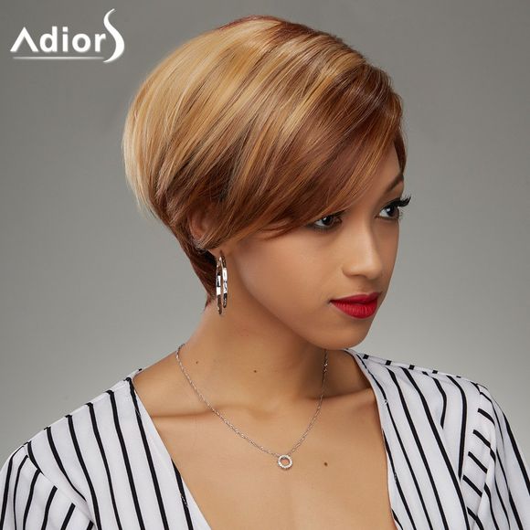 Soft Straight Blonde Highlight Perruque synthétique Fashion Short Haircut pour femmes - multicolore 
