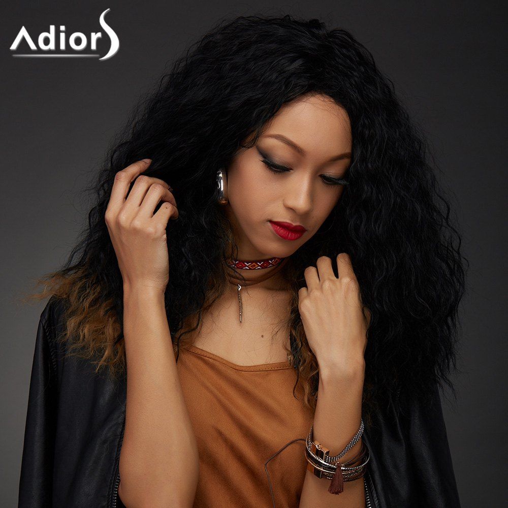 

Adiors Afro Curly Long Ombre Color High Temperature Fiber Wig, Colormix