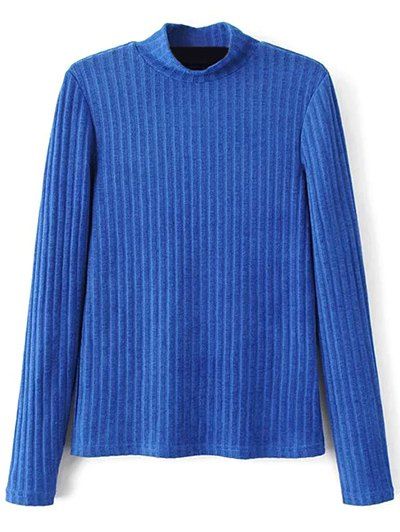 

Mock Neck Ribbed Knitwear, Blue
