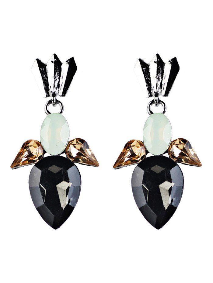 

Faux Crystal Embellished Water Drop Dangle Earrings, Black