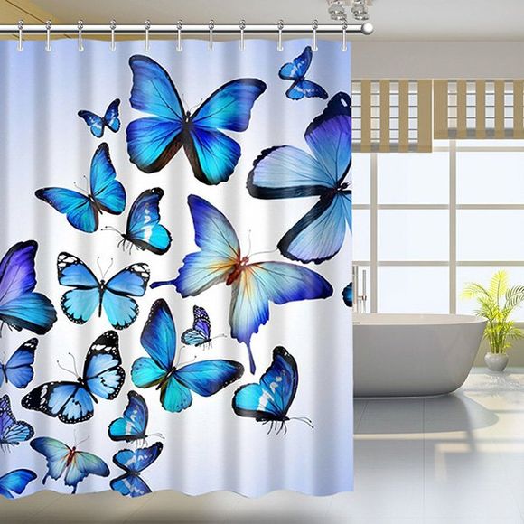 Rideau de douche imperméable anti-moisissures avec impression de papillons - multicolore 