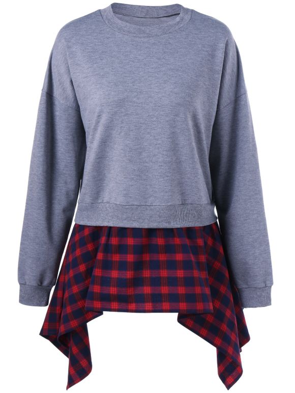 Sweatshirt à capuche asymétrique - Gris et Rouge M