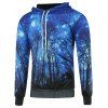 Sweatshirt à capuche à manches longues avec impression de galaxie et branches d'arbre - Bleu 3XL