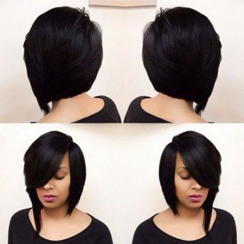Short Straight Side Parting Asymmetric Bob Synthetic Capless Wig