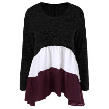 

Color Block Tiered T-Shirt, Black