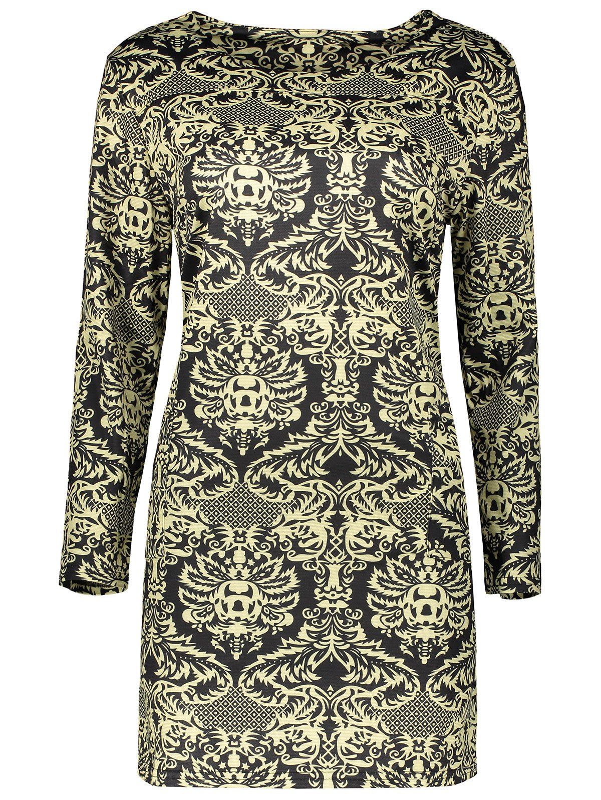 

Plus Size Long Sleeve Paisley Dress, Black