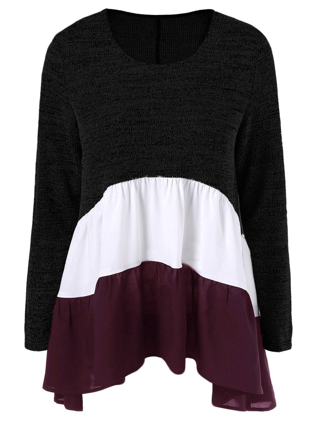 

Color Block Tiered T-Shirt, Black