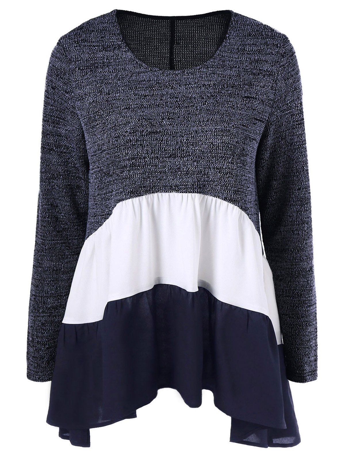 

Color Block Tiered T-Shirt, Purplish blue