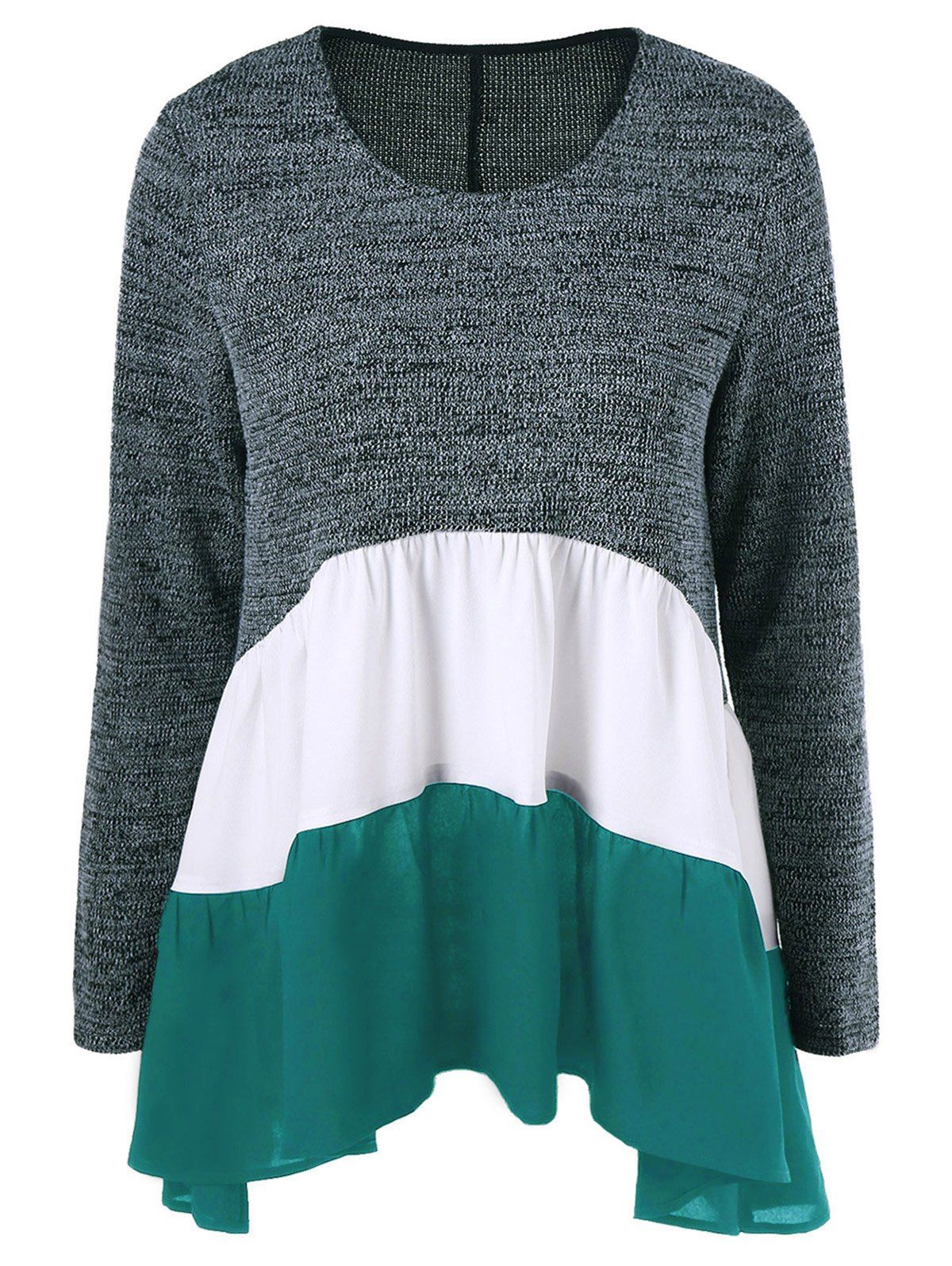 

Color Block Tiered T-Shirt, Malachite green