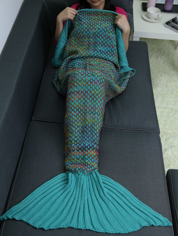 Couverture tricotée motif sirène - Pers 
