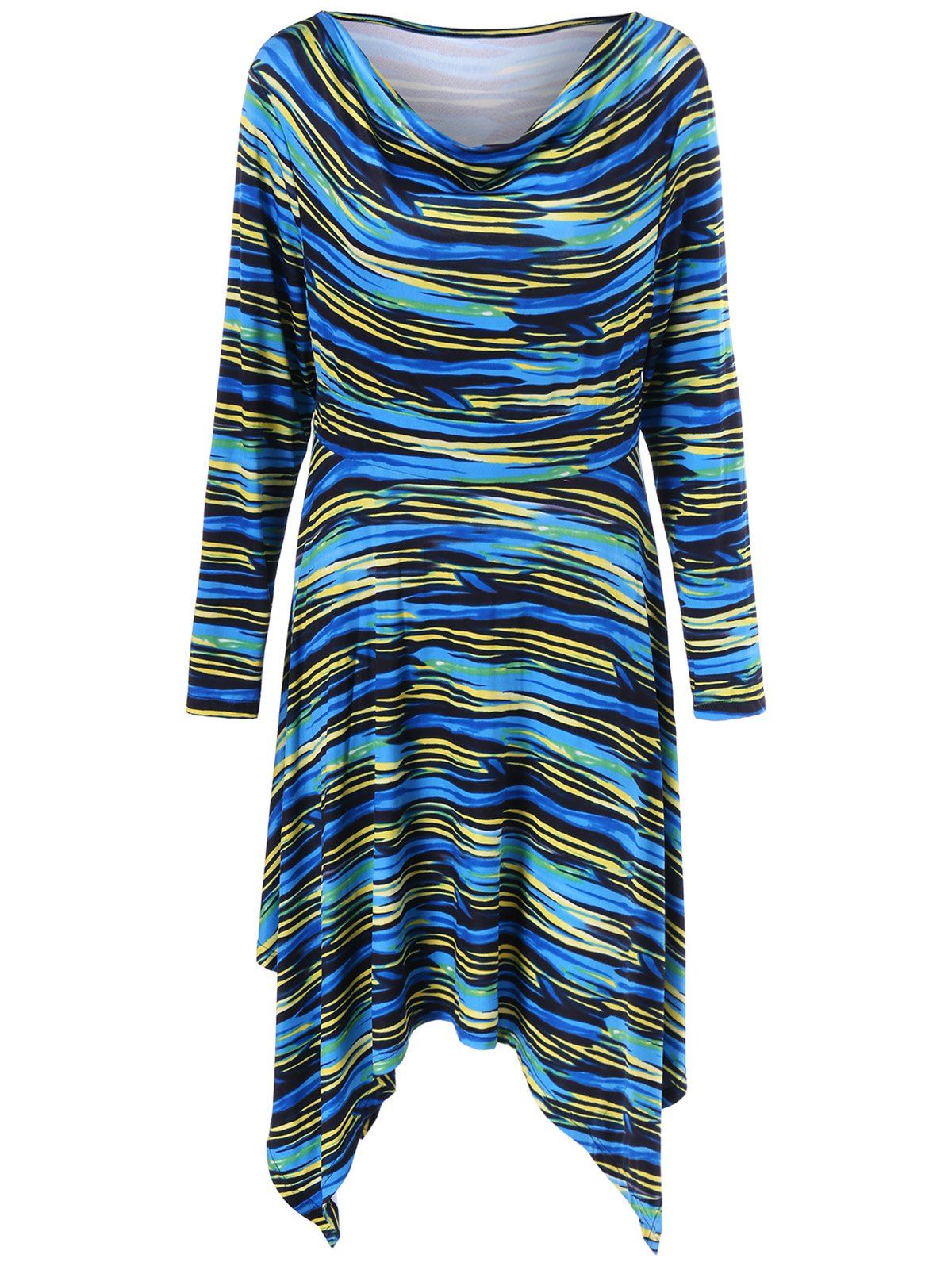 

Allover Pattern Longline Asymmetrical T-Shirt, Colormix