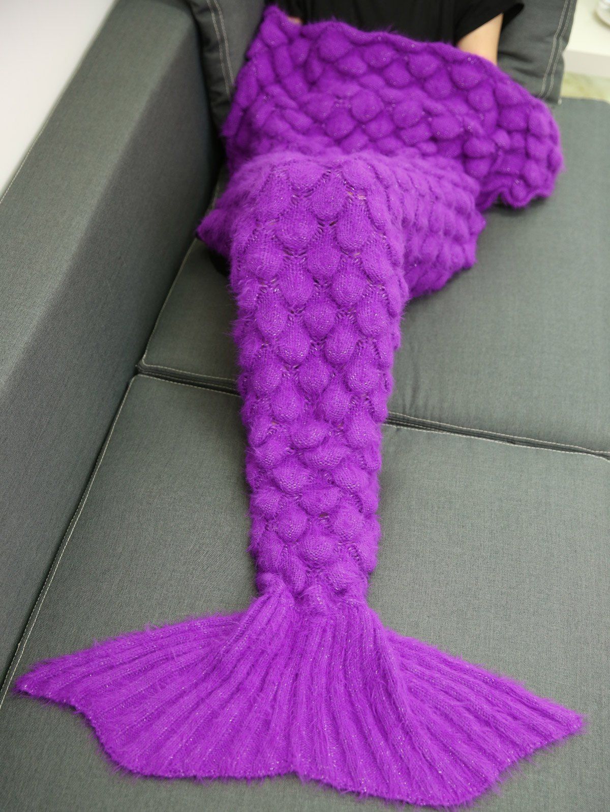 

Warmth Crochet Sleeping Bag Wrap Mermaid Blanket, Purple