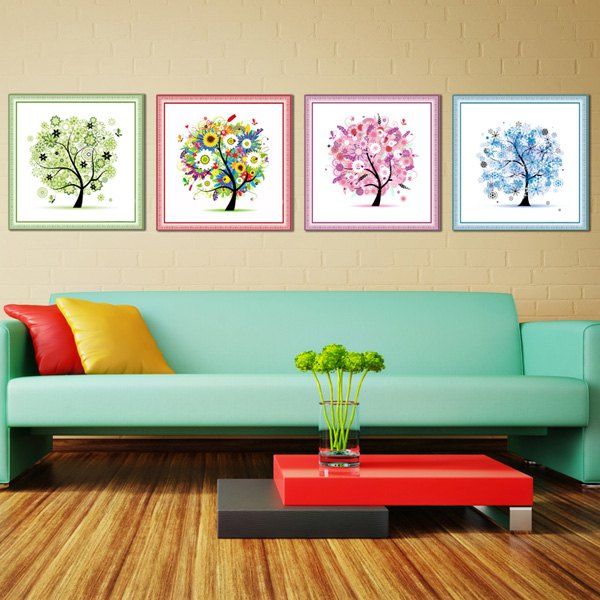 

4PCS/Set Four Season Tree DIY Beads Painting Cross Stitch, Colormix