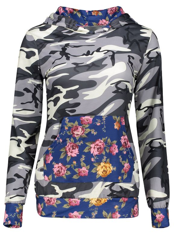 Sweat-shirt imprimé fleurs camouflage - multicolore S