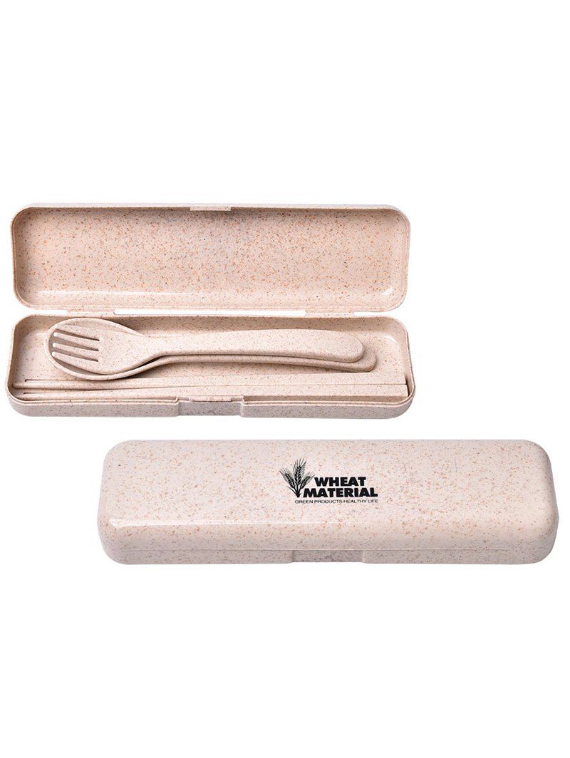 

3Pcs/Set Spoon Fork Chopsticks Flatware Set, Apricot