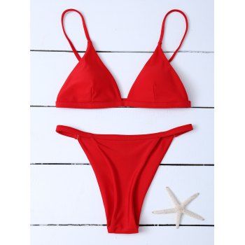 

Spaghetti Strap Low Waisted Bikini Swimwear, Red