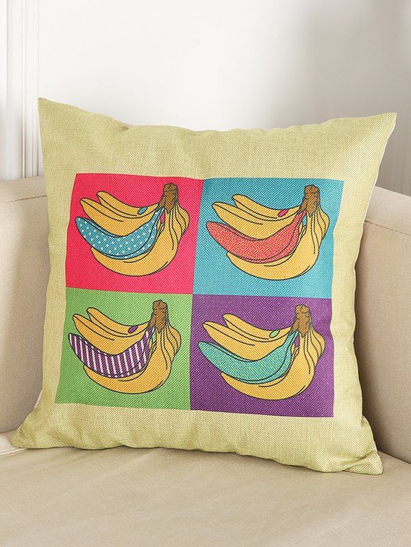 

Banana Printed Linen Throw Home Decor Pillowcase, Palomino