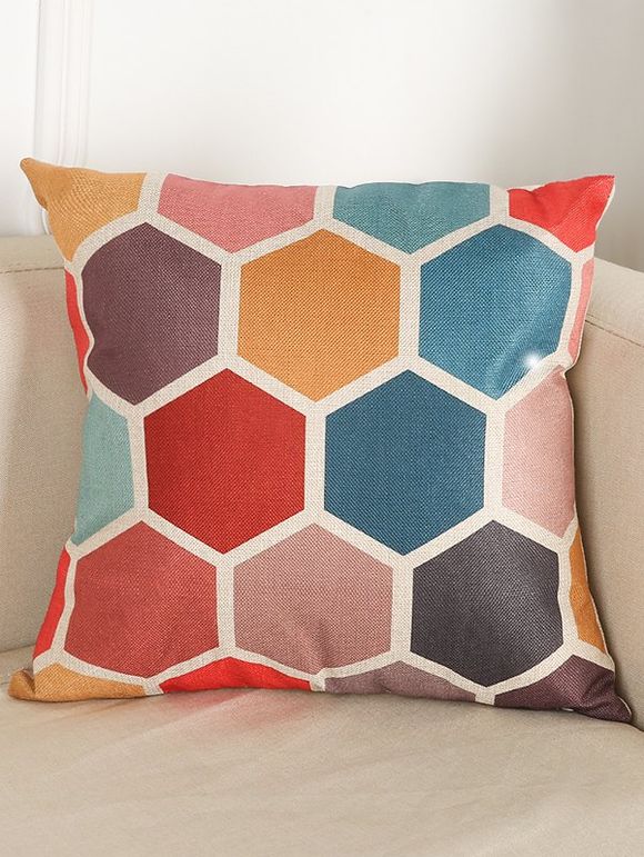 Housse de coussin de dossier de chaise en lin à motifs géométriques - multicolore 
