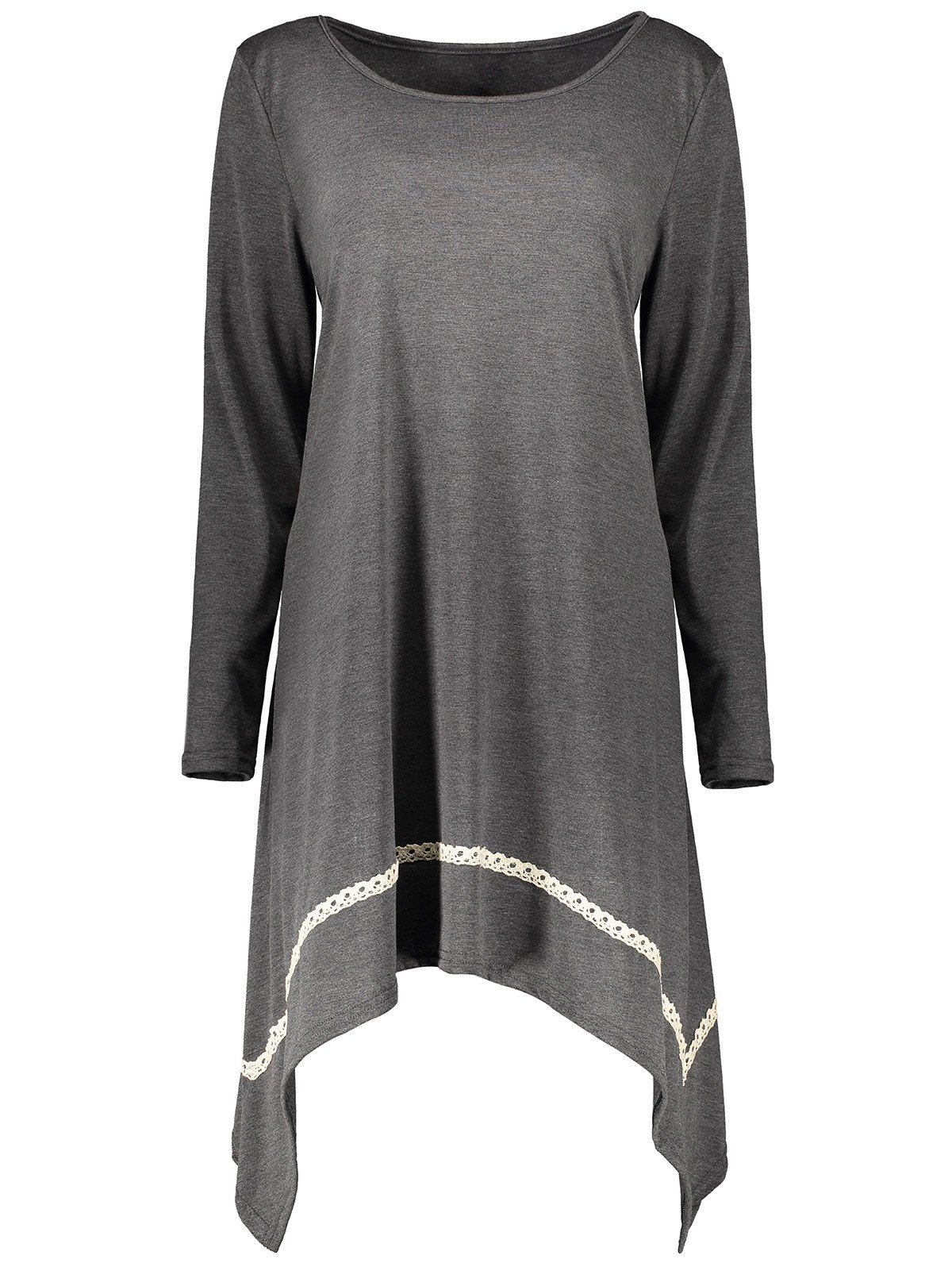 

Scoop Neck Asymmetrical Plus Size Tunic Top, Gray