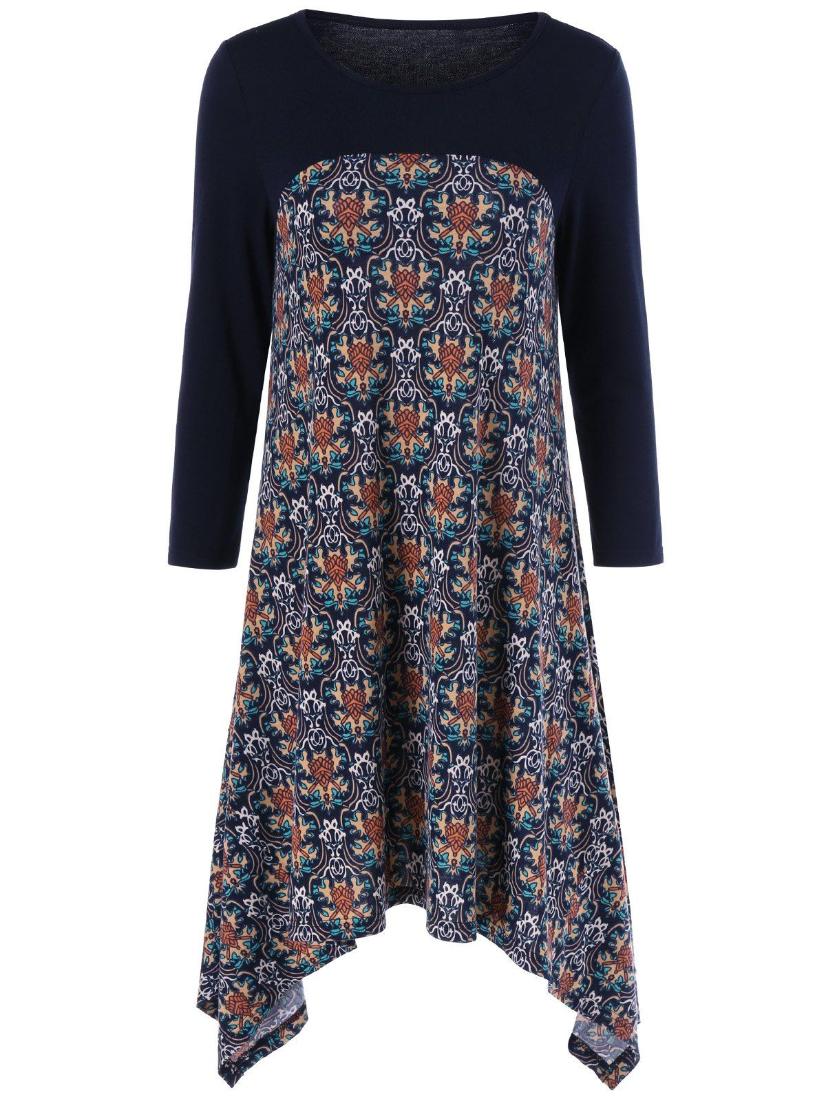 

Asymmetrical Long Sleeve Tee Dress, Colormix