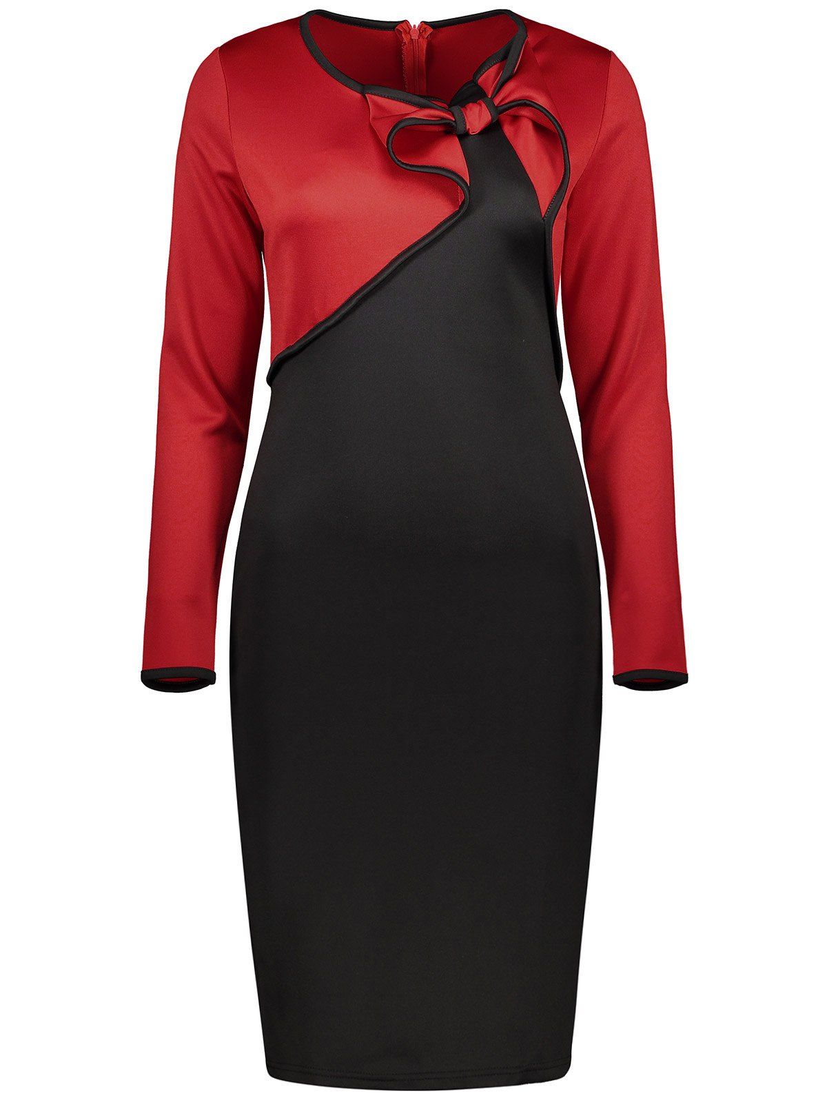 [41% OFF] 2021 Slit Color Block Bodycon Dress In RED | DressLily
