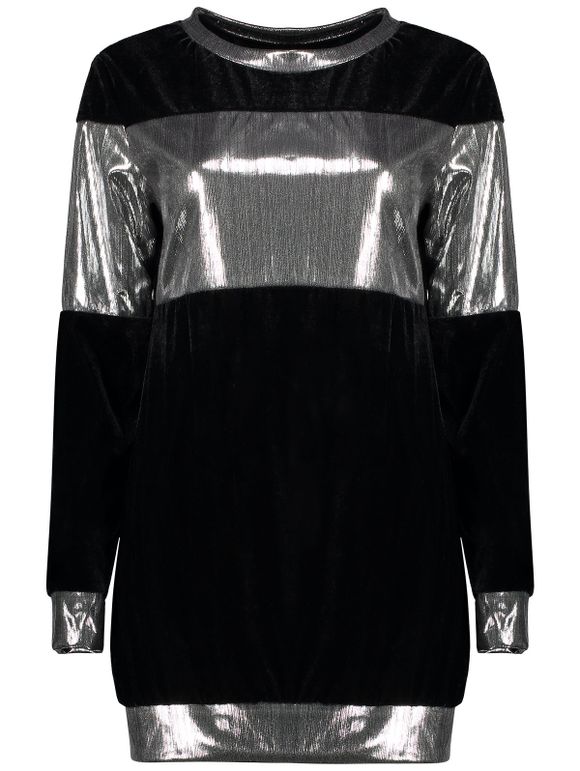 Sweat-shirt en bloc de couleurs métalliques - Noir XL