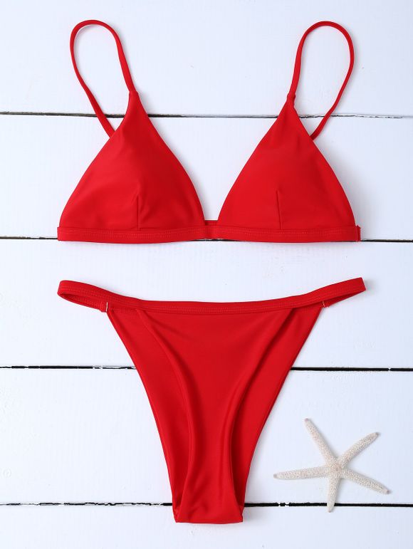 Bikinis à Taille Basse à Bretelles Spaghetti - Rouge XL