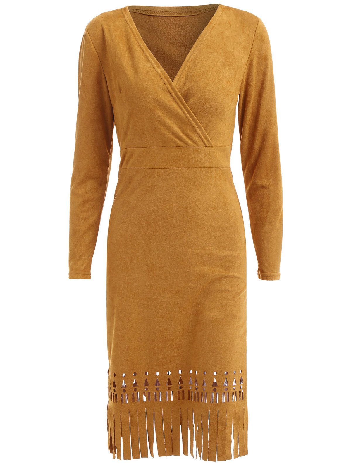 faux suede fringe dress