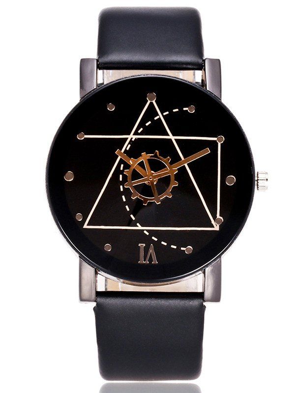 

PU Leather Watchband Gear Watch, Black