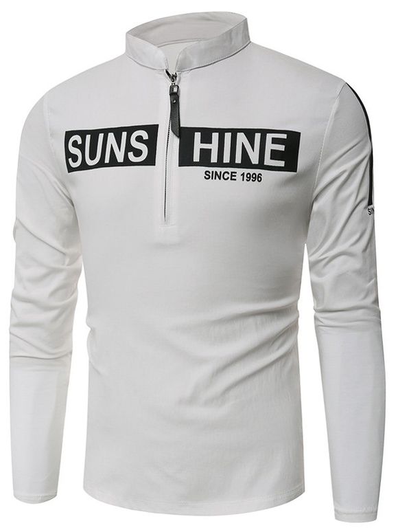 T-shirt imprimé de motifs graphiques à manches longues - Blanc 3XL