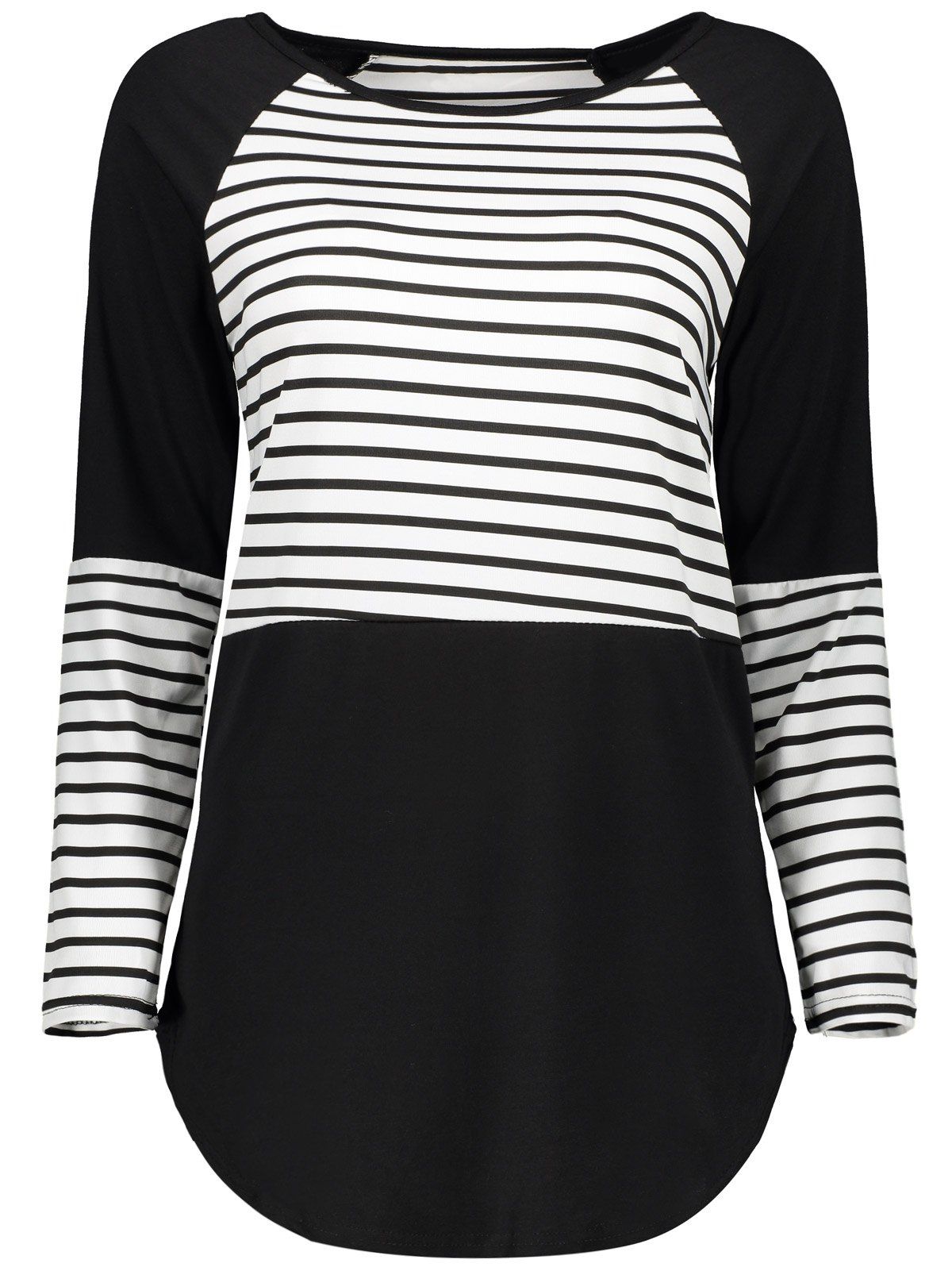 

Raglan Long Sleeve Stripe T-Shirt, Black