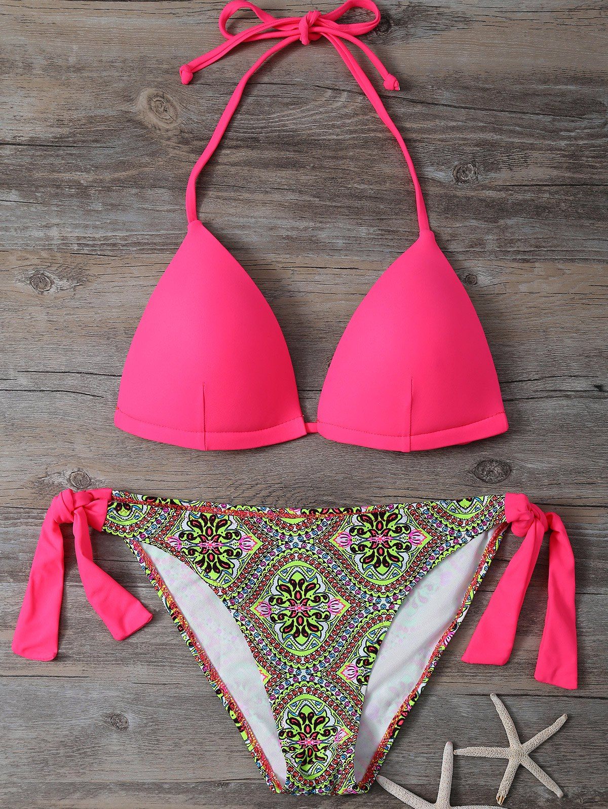 

Halter Padded Tribal Print Bikini Set, Tutti frutti