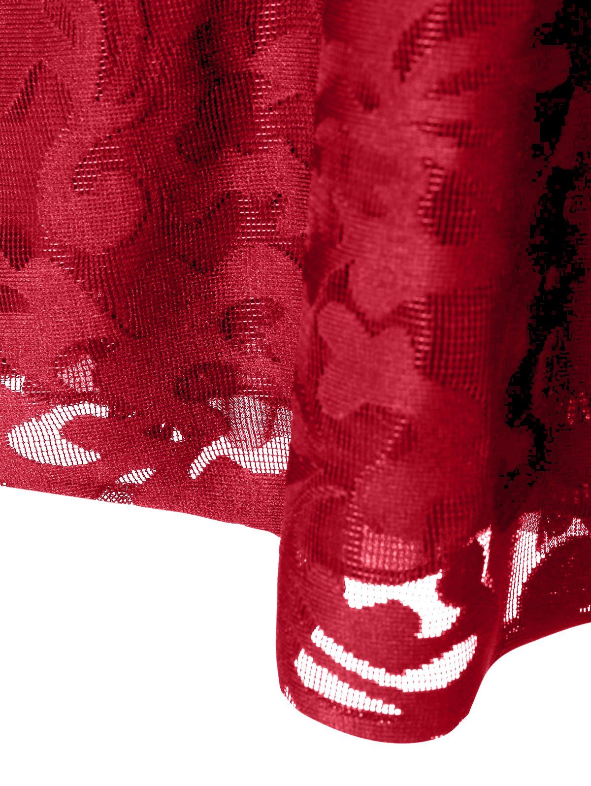 Lace Plus Size Holiday Short Cocktail Dress - BRIGHT RED L