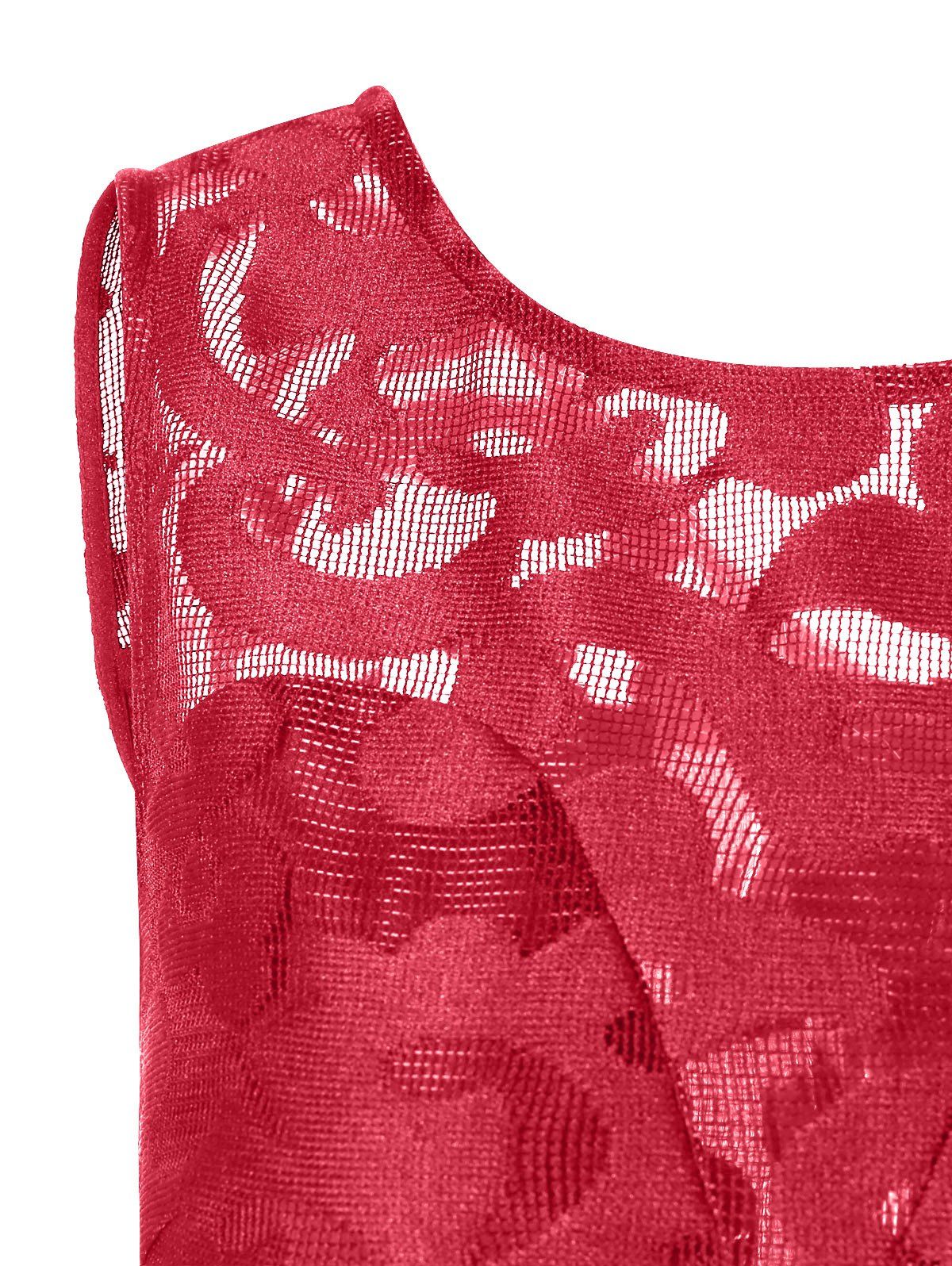 Lace Plus Size Holiday Short Cocktail Dress - BRIGHT RED L