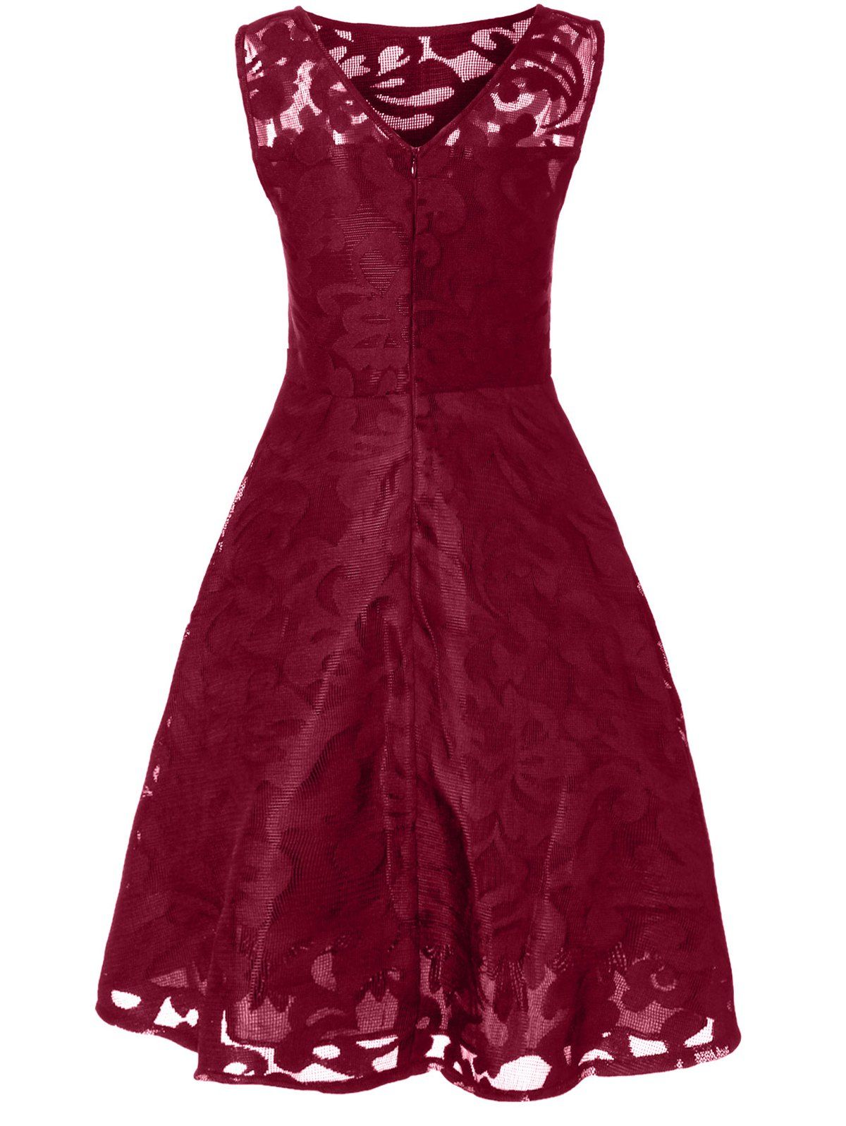 2018 Lace Plus Size Holiday Short Cocktail Dress BURGUNDY XL In Vintage ...