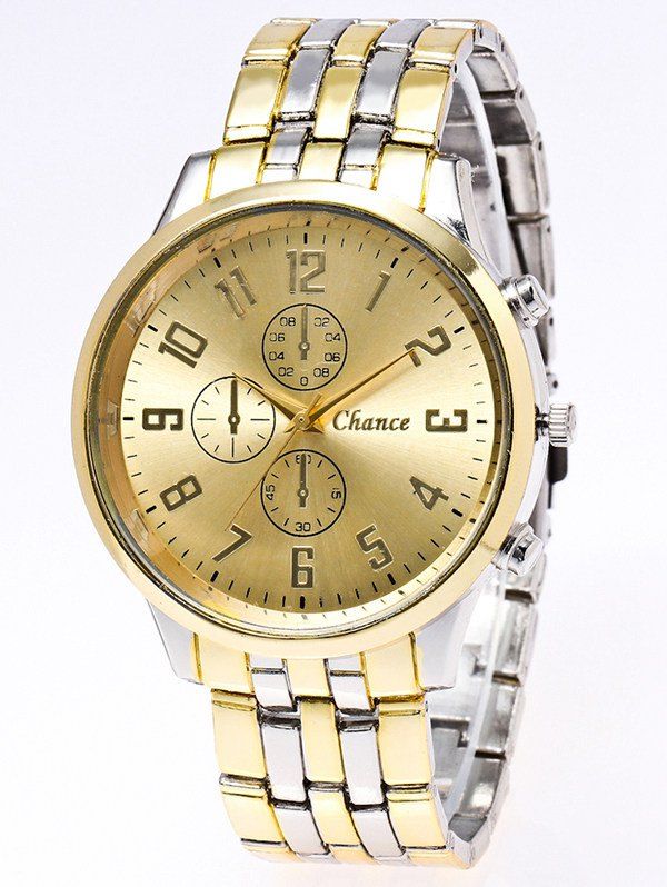 

Stainless Steel Watchband Business Quartz Watch, Golden