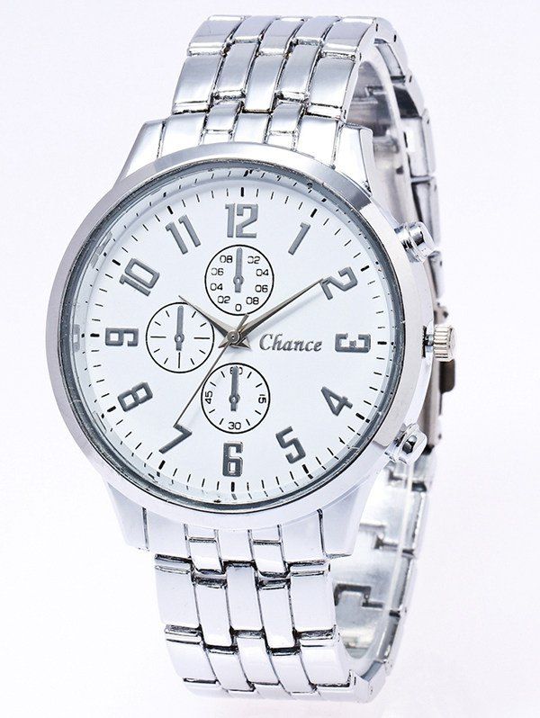 

Stainless Steel Watchband Business Quartz Watch, Silver white