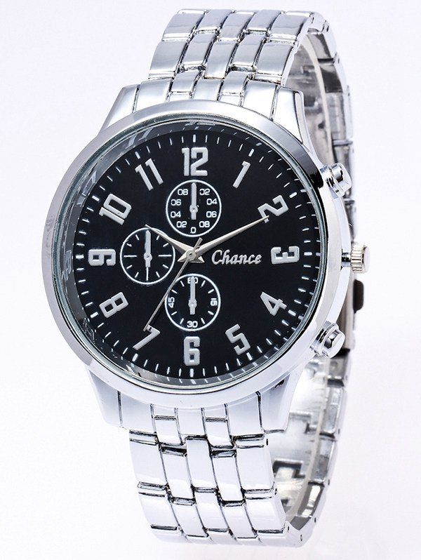 

Stainless Steel Watchband Business Quartz Watch, Silver and black