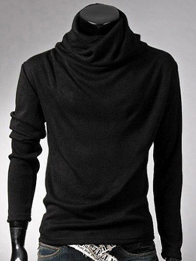 Brief manches longues style T-shirt col haut - Noir XL