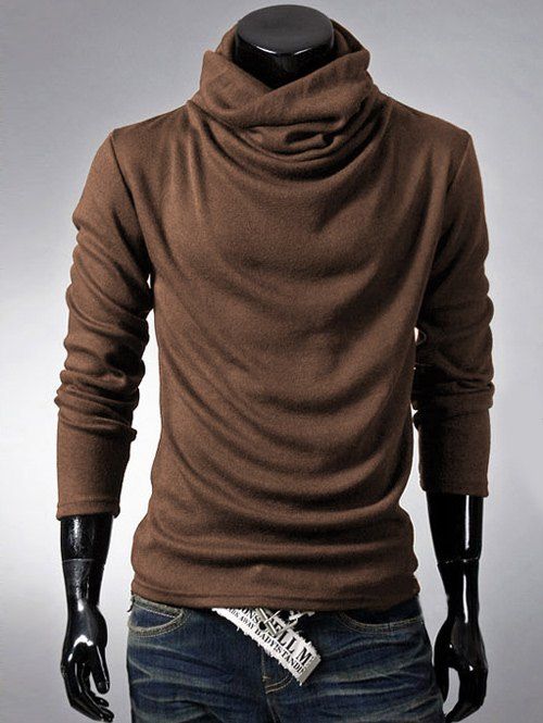 Brief manches longues style T-shirt col haut - café L