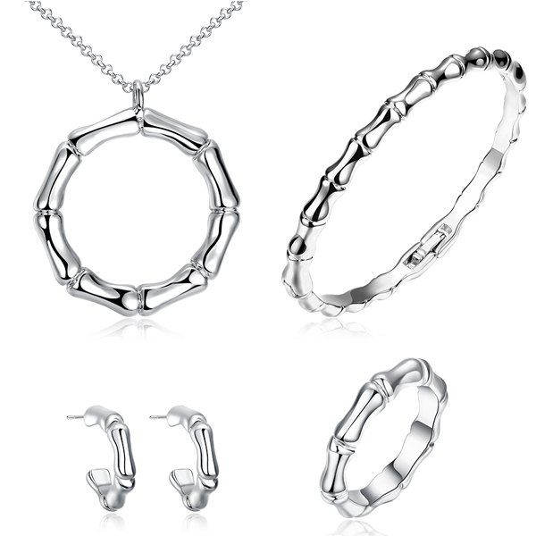 

Circle Necklace Bracelet Earrings and Ring, Silver