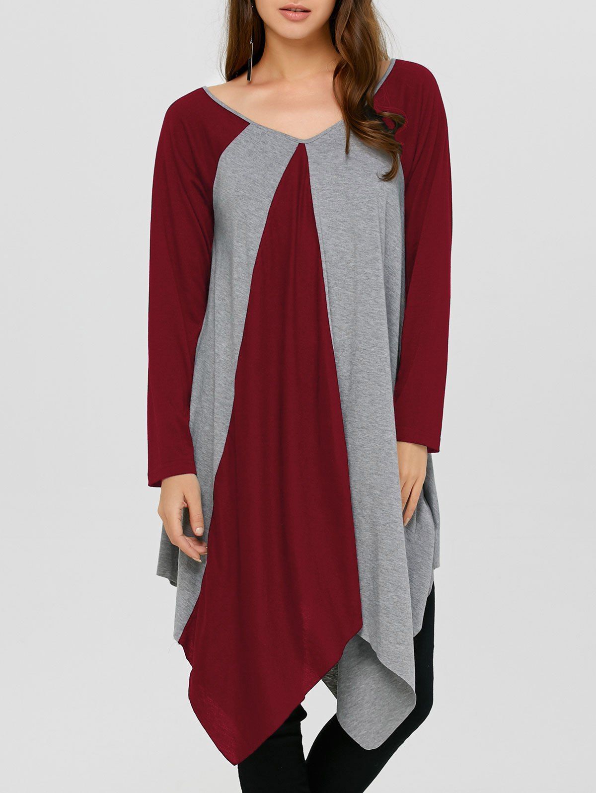 

Longline Asymmetrical T-Shirt, Dark red