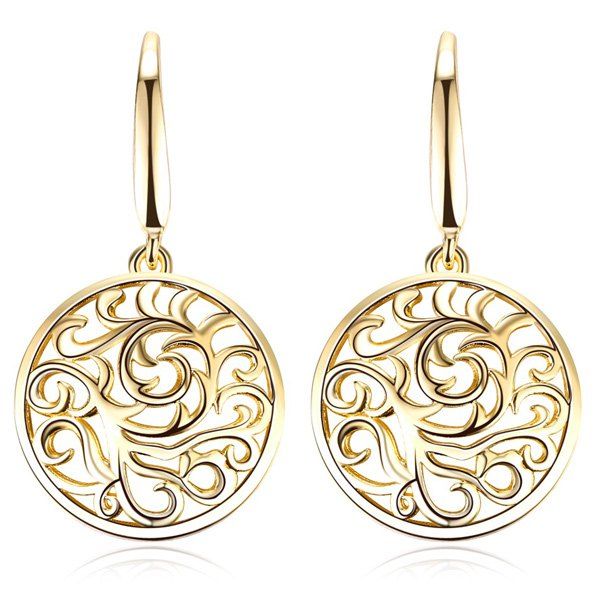 

Filagree Round Drop Earrings, Golden